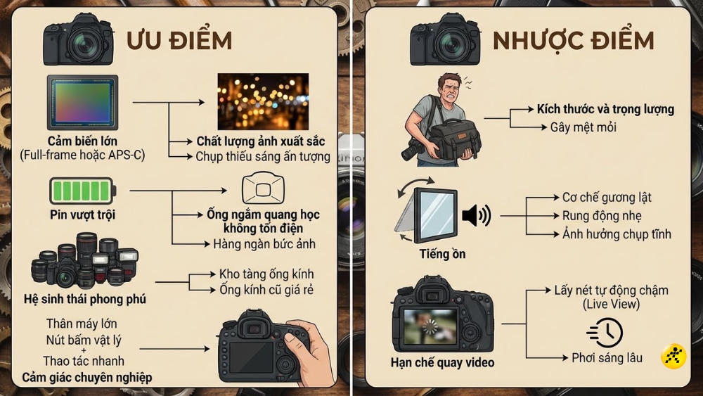 Ưu v&agrave; nhược điểm m&aacute;y ảnh DSLR
