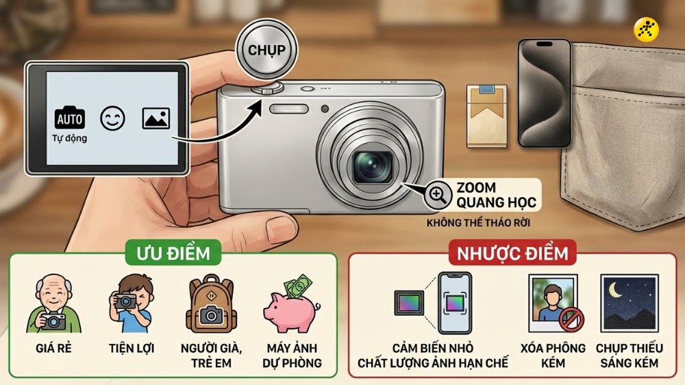 Đặc điểm, ưu v&agrave; nhược điểm m&aacute;y ảnh Compact