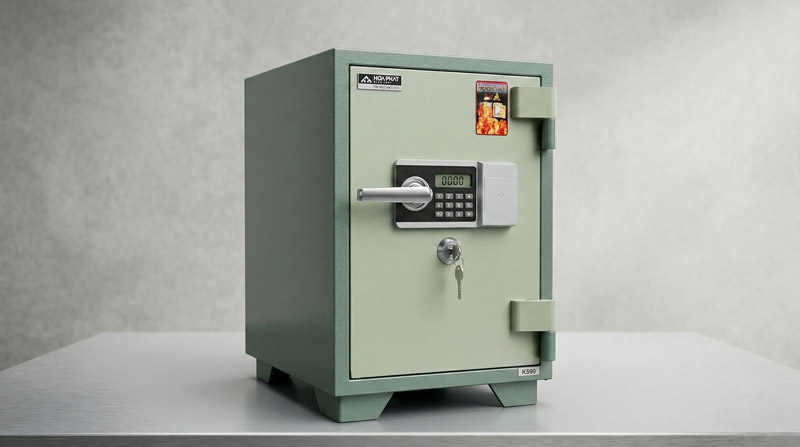 Két sắt Hòa Phát bền bỉ, chống cháy tốt, khóa ổn định, giá hợp lý, phù hợp cho đa số gia đình Việt Két sắt Hòa Phát bền bỉ, chống cháy tốt, khóa ổn định, giá hợp lý, phù hợp cho đa số gia đình Việt