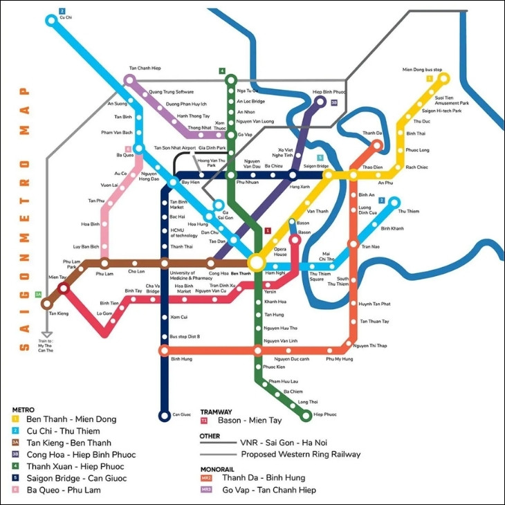 Lộ trình các tuyến metro trọng điểm trong tương lai Lộ trình các tuyến metro trọng điểm trong tương lai