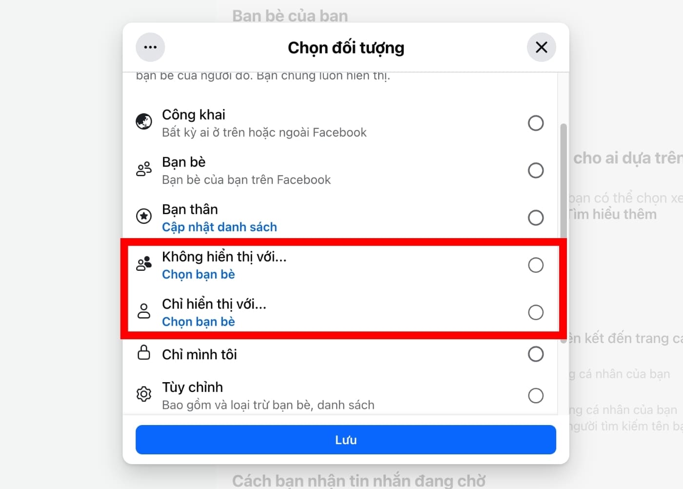 Cách chọn một số người nhất định xem danh sách bạn bè trên Facebook