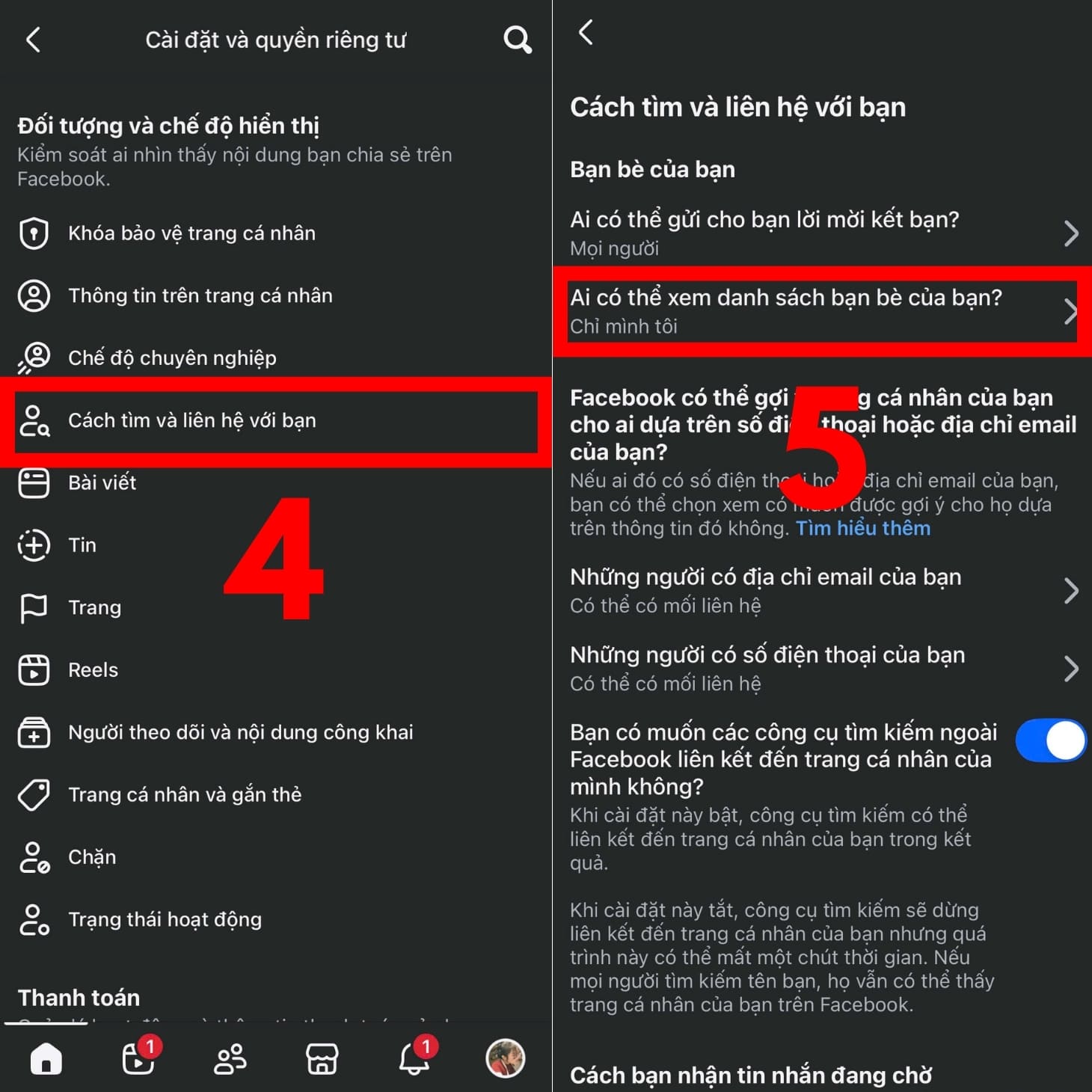 Cách ẩn danh sách bạn bè trên Facebook bằng điện thoại