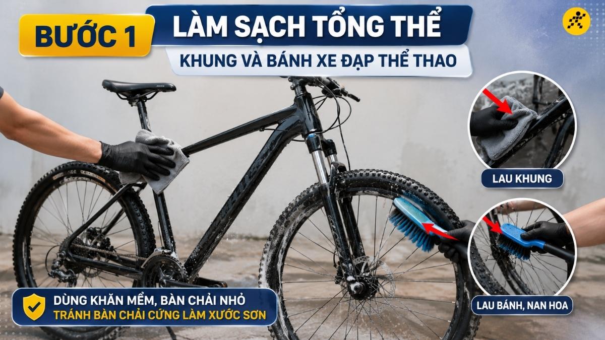 Làm sạch tổng thể khung và bánh xe Làm sạch tổng thể khung và bánh xe