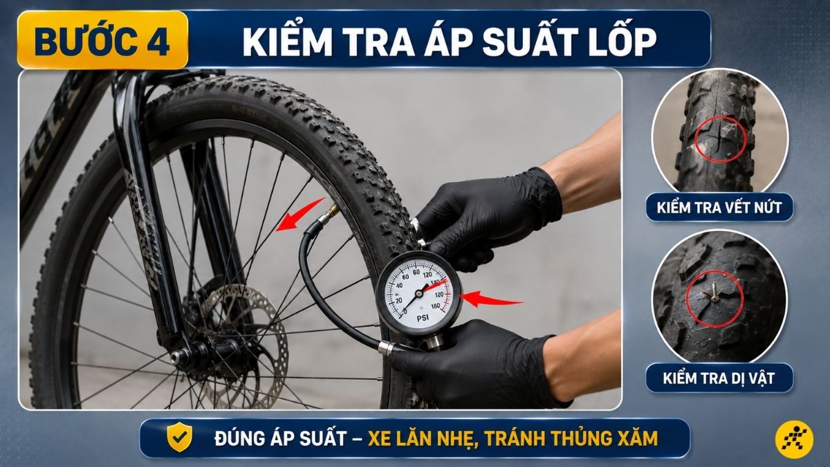 Kiểm tra áp suất lốp Kiểm tra áp suất lốp