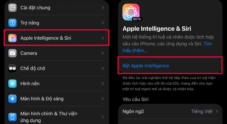 Cách bật Apple Intelligence tiếng Việt trên iPhone