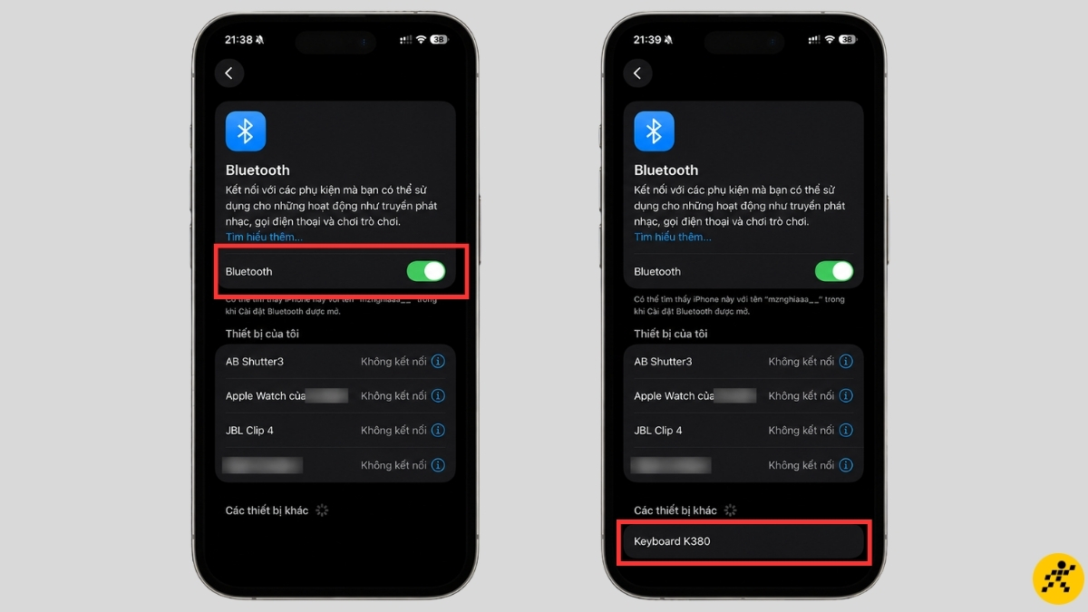 Bật Bluetooth và chọn tên bàn phím không dây để tiến hành ghép cặp Bật Bluetooth và chọn tên bàn phím không dây để tiến hành ghép cặp