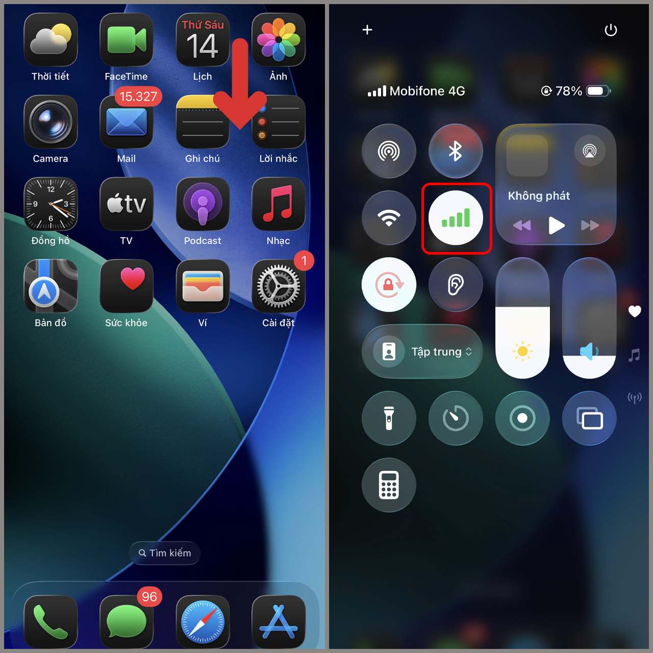 Cách bật dữ liệu di động trên iPhone