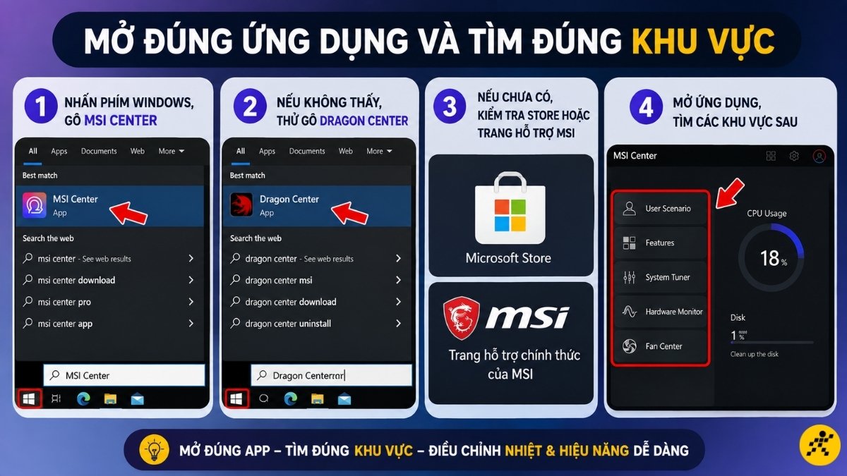 Mở đúng ứng dụng và tìm đúng khu vực Mở đúng ứng dụng và tìm đúng khu vực