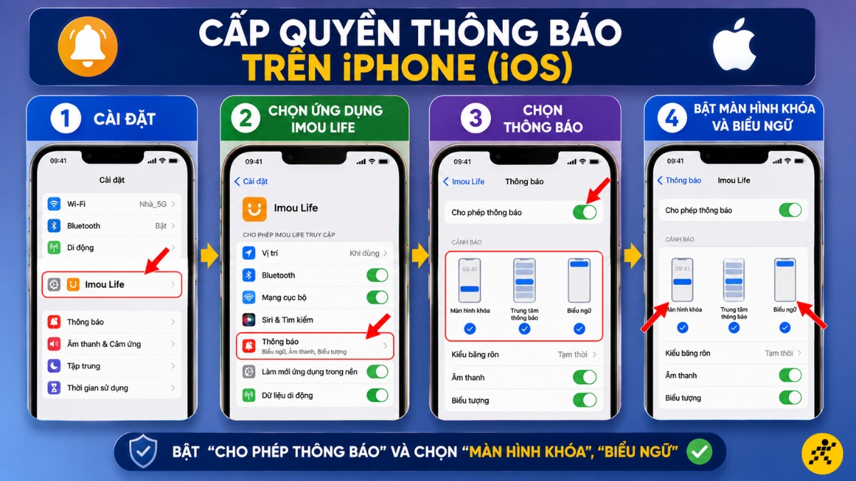 Cấp quyền th&ocirc;ng b&aacute;o tr&ecirc;n iPhone