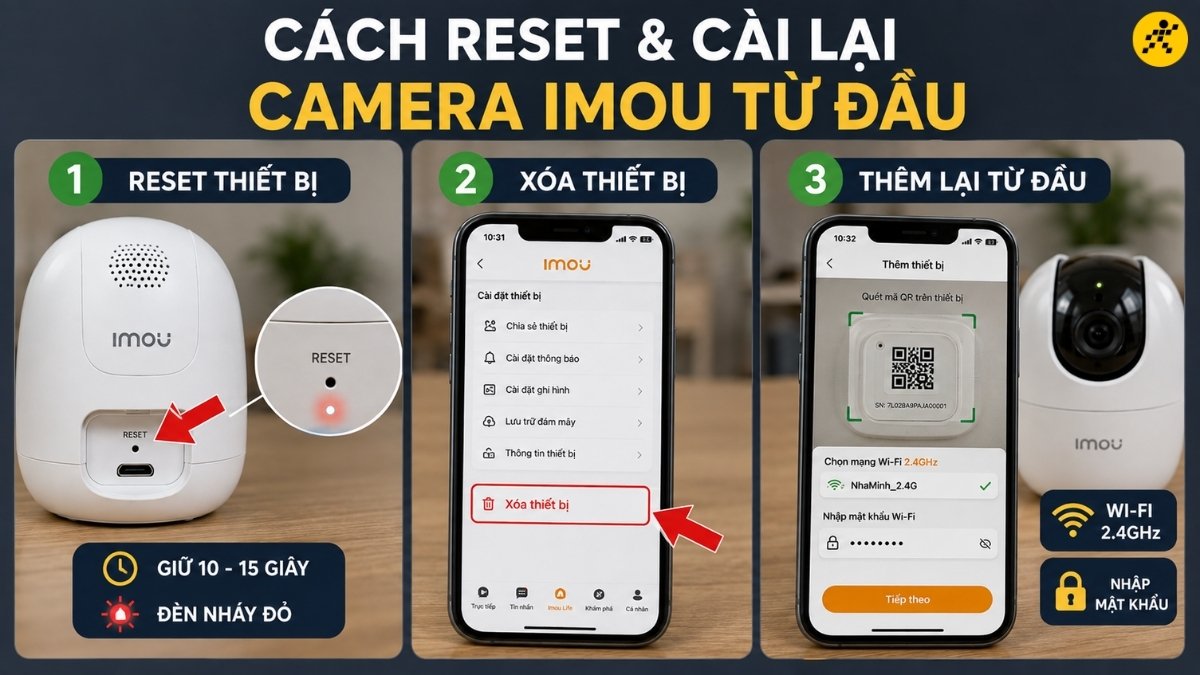 C&aacute;ch Reset v&agrave; c&agrave;i lại camera Imou từ đầu
