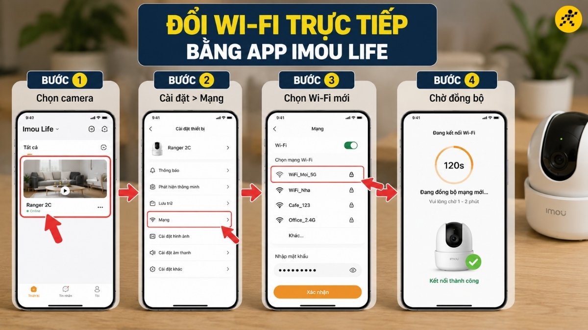 C&aacute;ch đổi Wi-Fi trực tiếp bằng app Imou Life