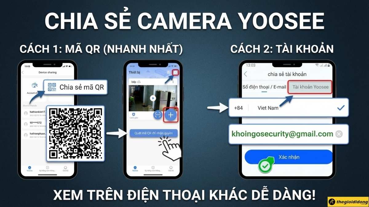 C&aacute;ch chia sẻ camera Yoosee cho điện thoại kh&aacute;c
