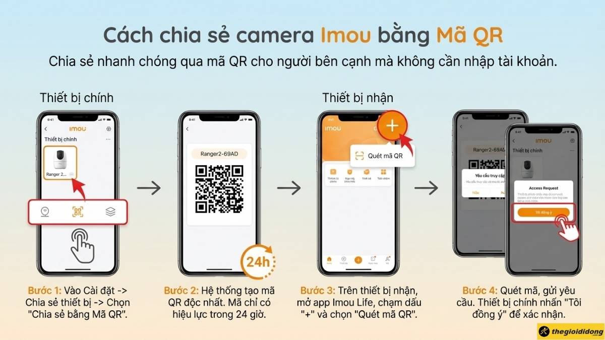 C&aacute;ch chia sẻ camera Imou bằng m&atilde; QR Code