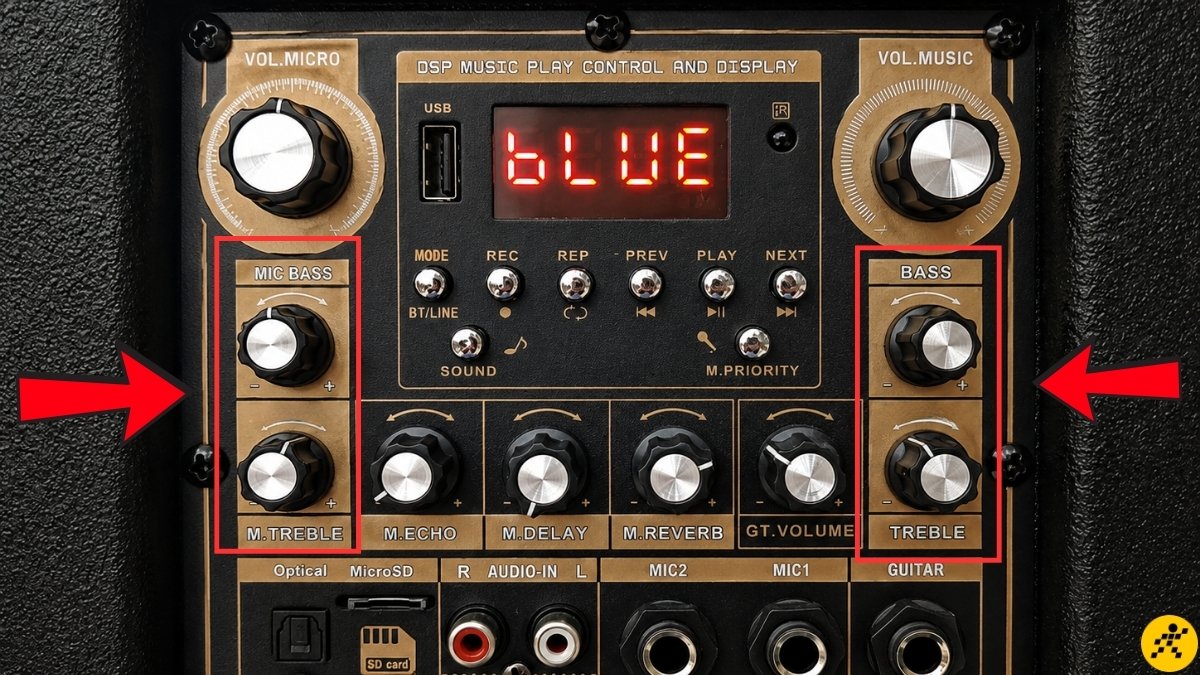 Điều chỉnh bass và treble cho nhạc nền và micro Điều chỉnh bass và treble cho nhạc nền và micro
