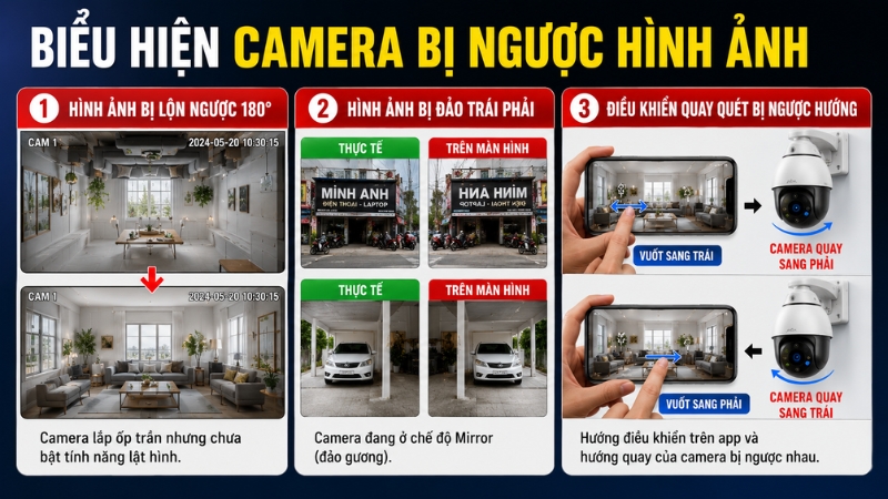 Biểu hiện camera bị ngược hình ảnh Biểu hiện camera bị ngược hình ảnh