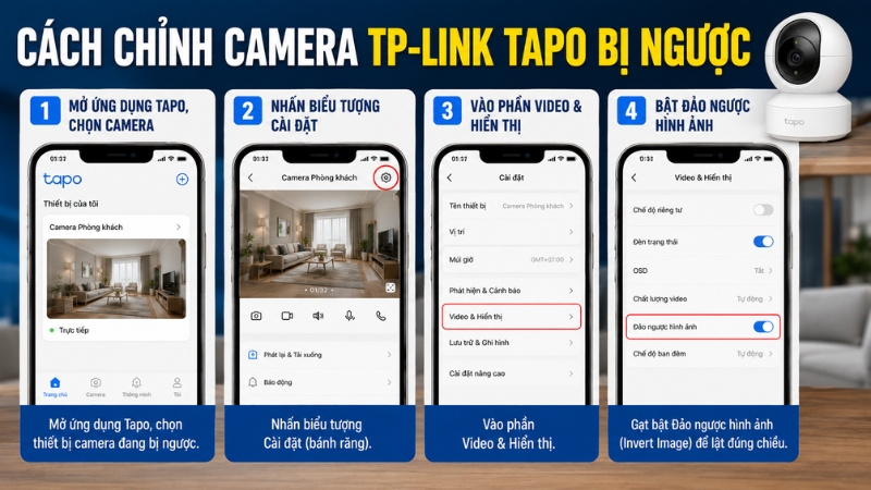 Cách chỉnh camera TP-Link Tapo bị ngược Cách chỉnh camera TP-Link Tapo bị ngược