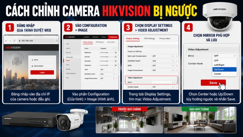 Cách chỉnh camera Hikvision bị ngược Cách chỉnh camera Hikvision bị ngược