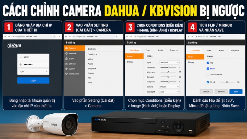 Cách chỉnh camera Dahua hoặc KBVISION bị ngược Cách chỉnh camera Dahua hoặc KBVISION bị ngược