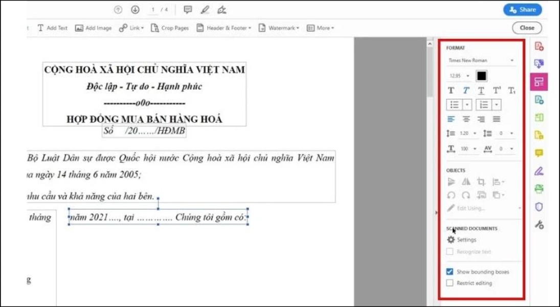 Thực hiện chỉnh sửa (nội dung cũ, thêm nội dung mới, chèn hình ảnh) trên thanh công cụ