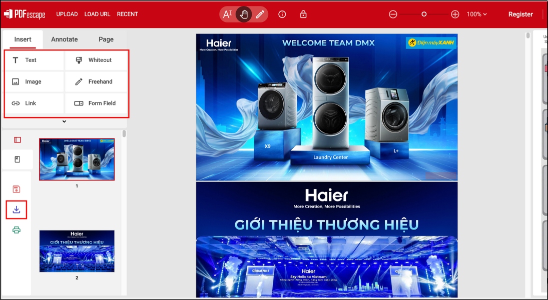 Sử dụng các công cụ chỉnh sửa trên thanh công cụ