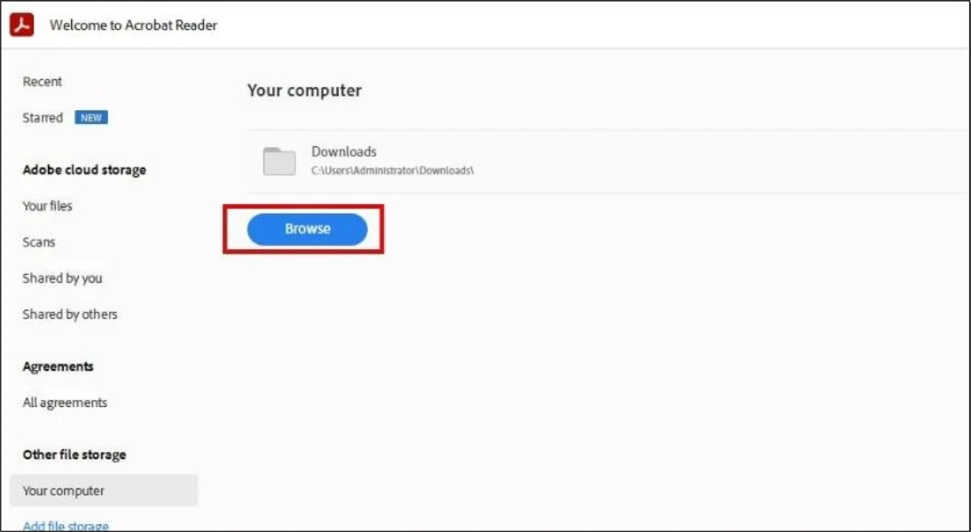 Chọn Browser để chọn tài liệu