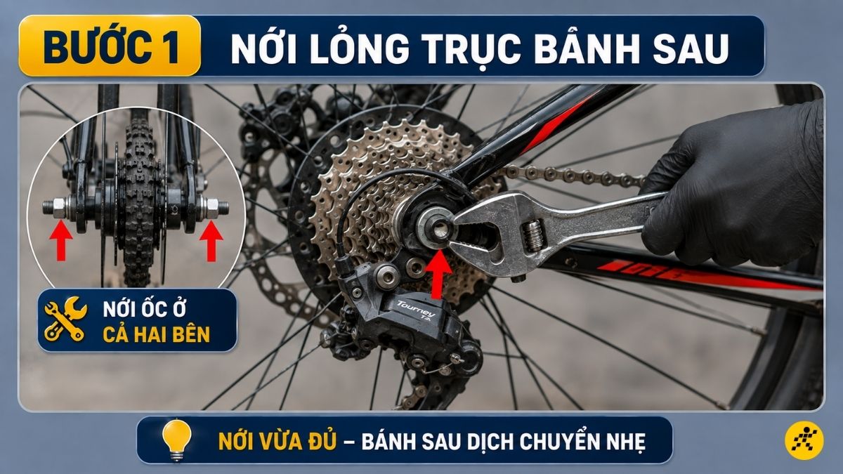 Nới lỏng trục bánh sau Nới lỏng trục bánh sau
