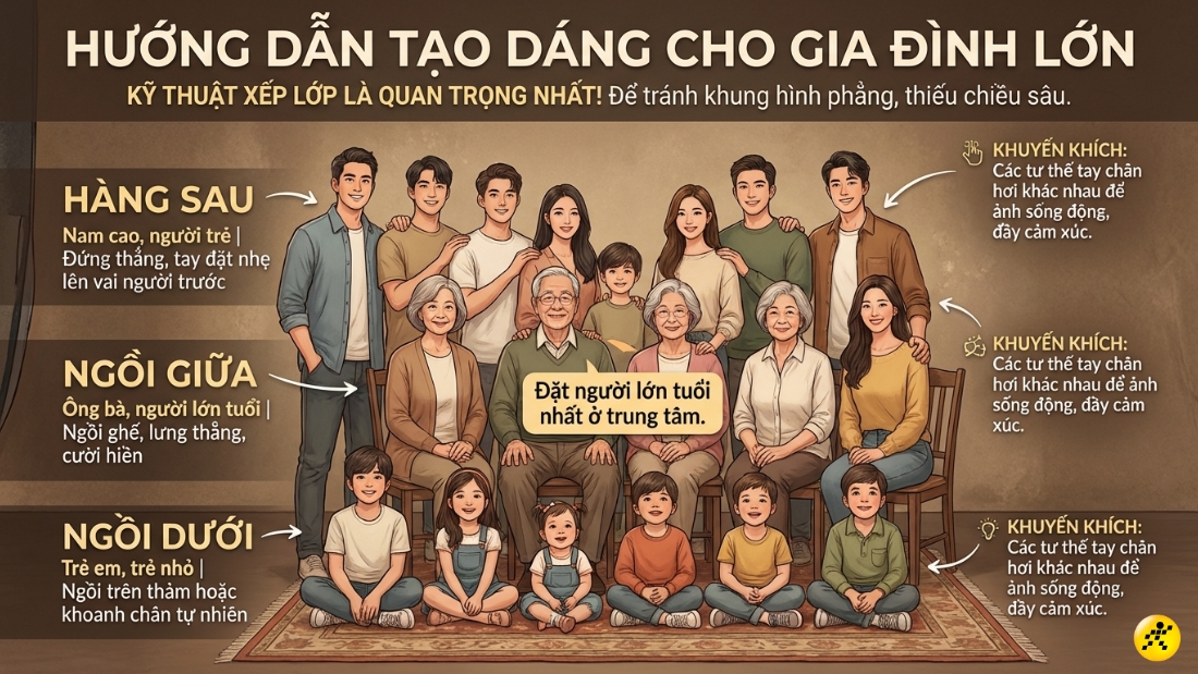 C&aacute;ch tạo d&aacute;ng cho gia đ&igrave;nh đ&ocirc;ng người