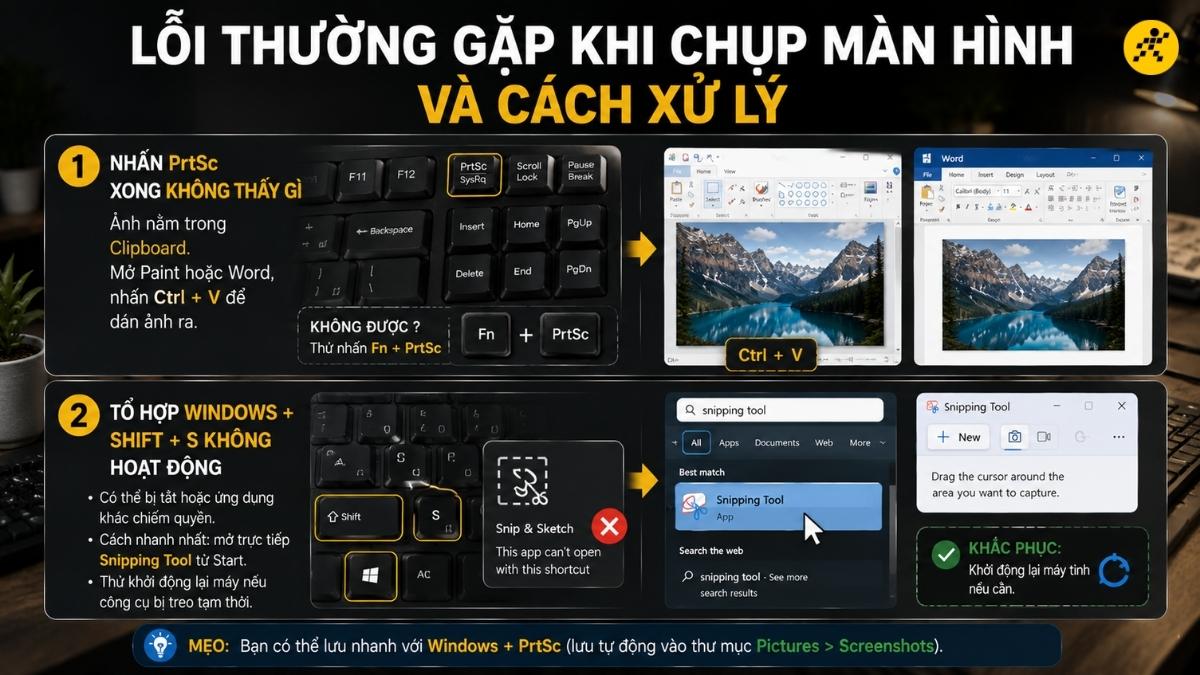 Lỗi thường gặp khi chụp m&agrave;n h&igrave;nh