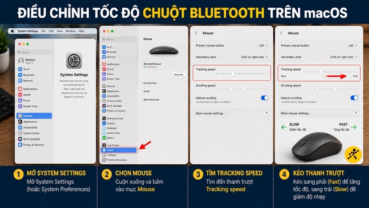 C&aacute;ch điều chỉnh tốc độ chuột Bluetooth tr&ecirc;n macOS