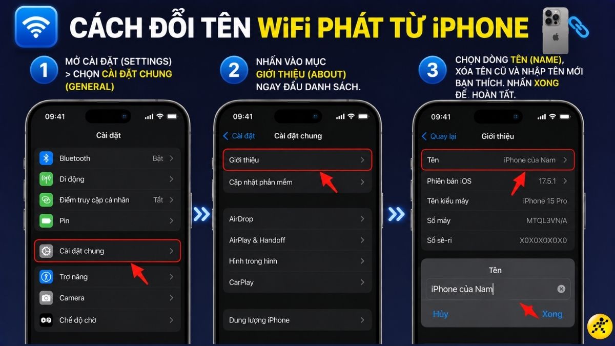 C&aacute;ch đổi t&ecirc;n WiFi ph&aacute;t từ iPhone