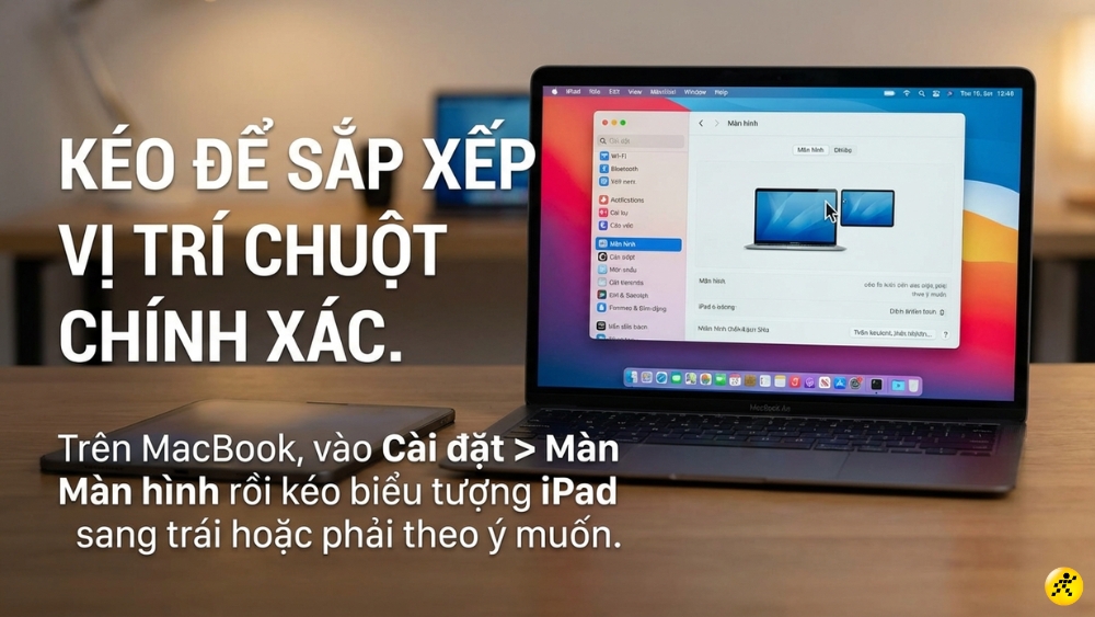 K&eacute;o biểu tượng m&agrave;n h&igrave;nh iPad sang tr&aacute;i hoặc phải t&ugrave;y &yacute;