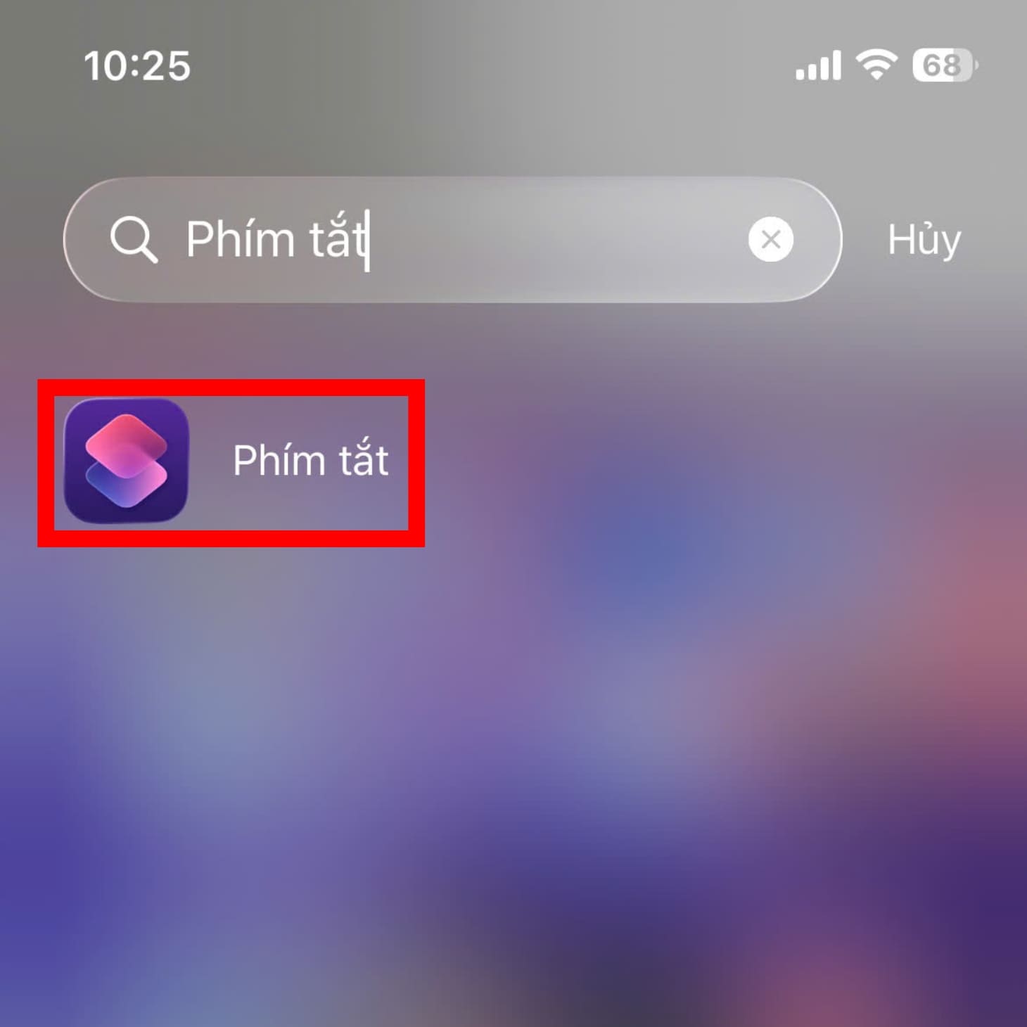 Mở ứng dụng Phím Tắt