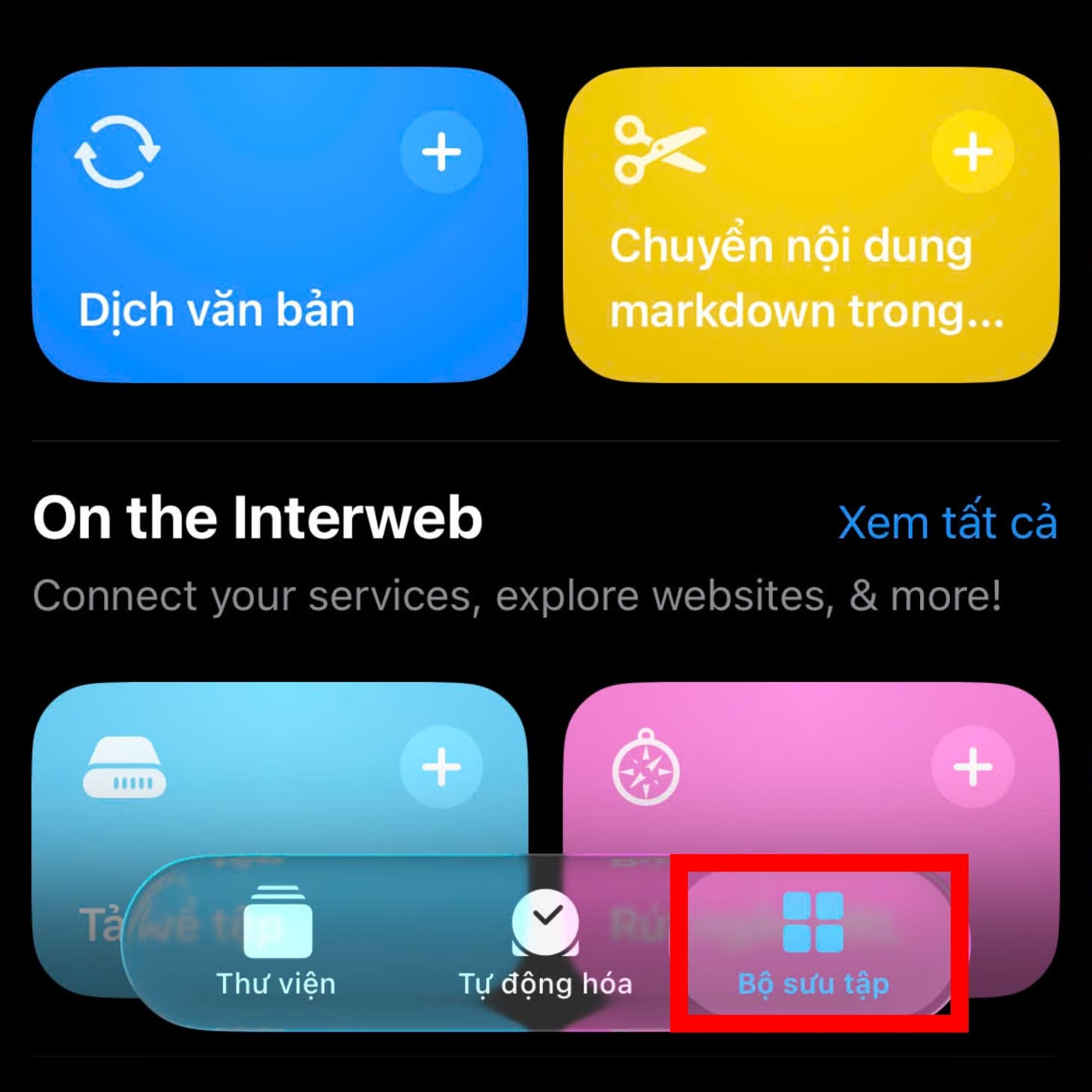 Chọn mục Bộ sưu tập