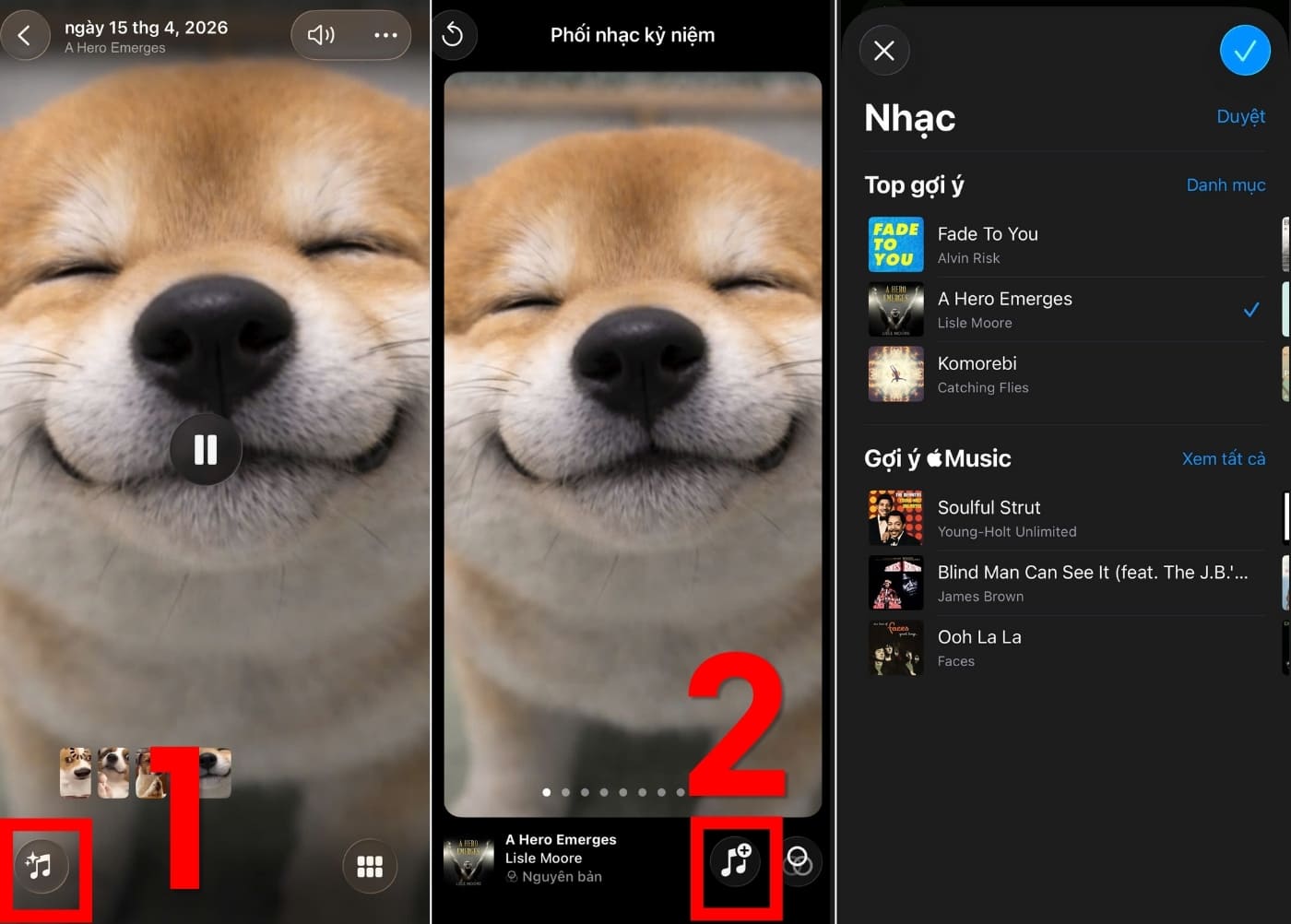 Chỉnh sửa nhạc trong video ghép ảnh trên iPhone