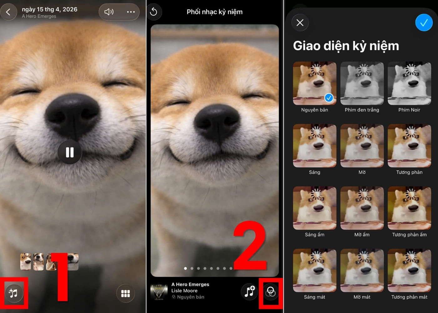 Chỉnh sửa giao diện ảnh trong video ghép ảnh trên iPhone