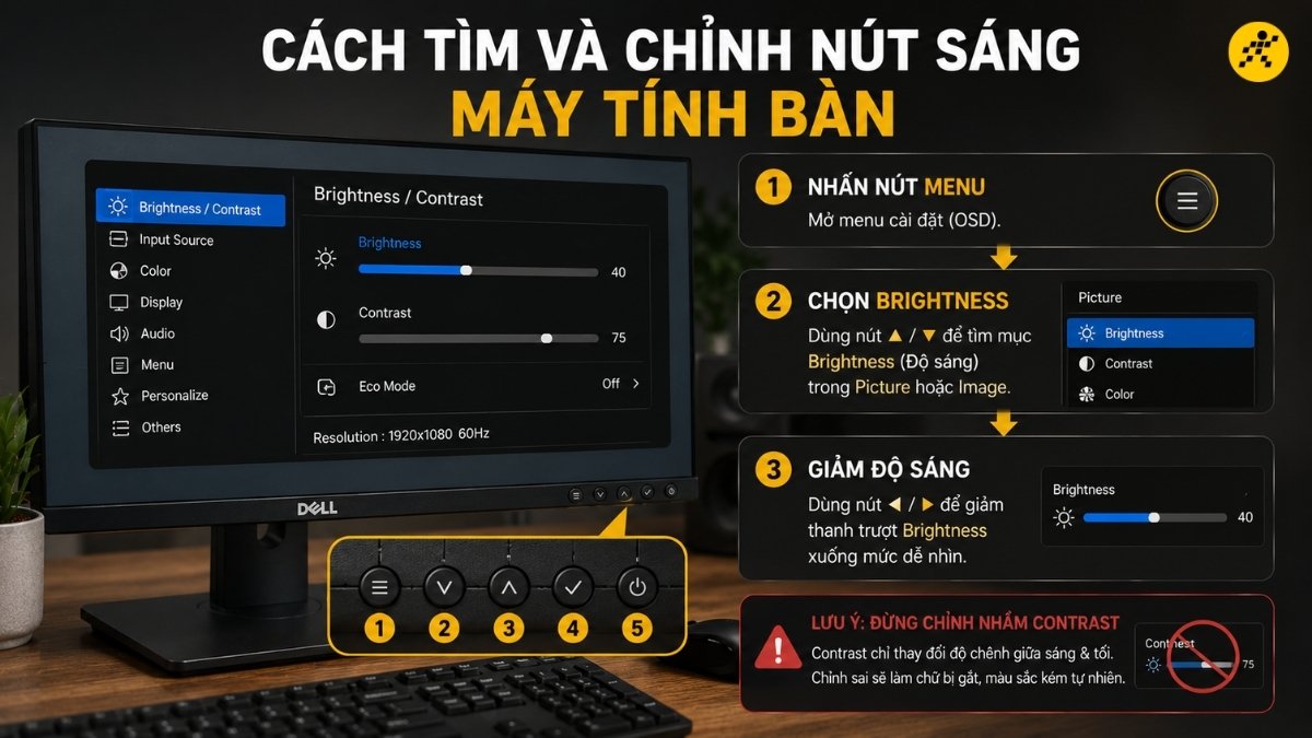C&aacute;ch t&igrave;m v&agrave; chỉnh n&uacute;t s&aacute;ng