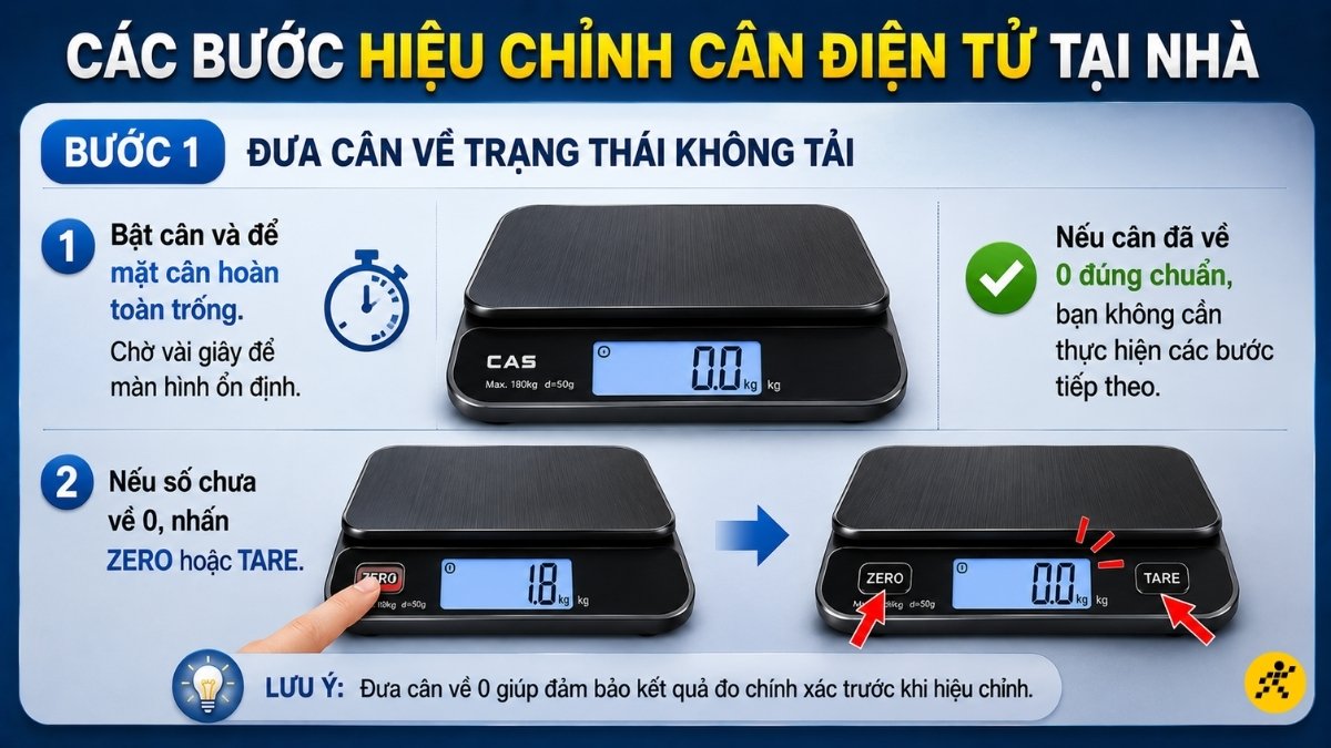 Đưa cân về trạng thái không tải Đưa cân về trạng thái không tải