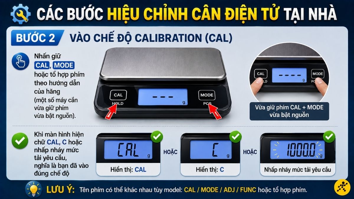 Vào chế độ Calibration (CAL) Vào chế độ Calibration (CAL)