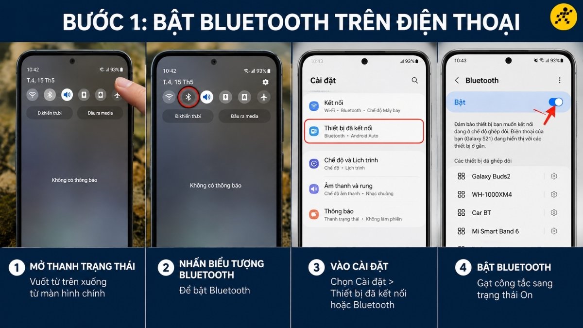 Bật Bluetooth tr&ecirc;n điện thoại