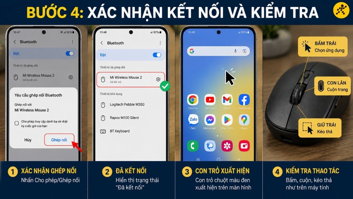 X&aacute;c nhận kết nối v&agrave; kiểm tra