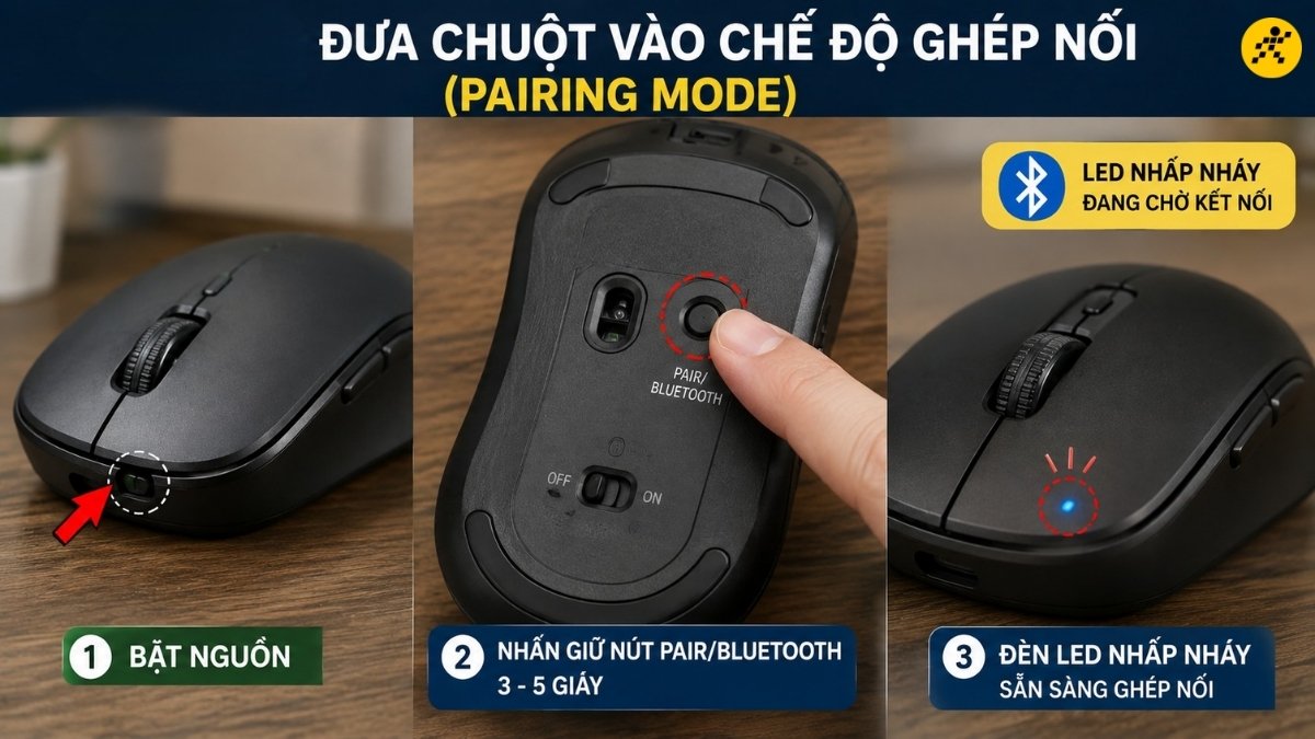 Đưa chuột về chế độ ghép đôi Đưa chuột về chế độ ghép đôi