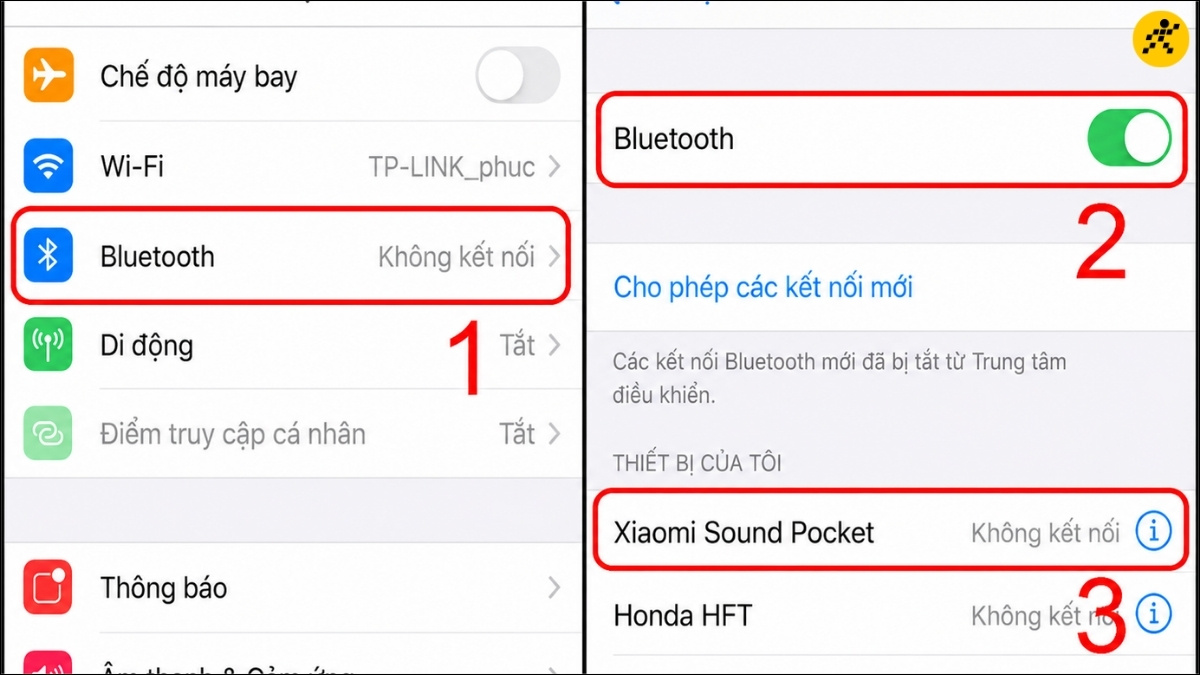 Bật Bluetooth và dò tìm loa mini để kết nối Bật Bluetooth và dò tìm loa mini để kết nối