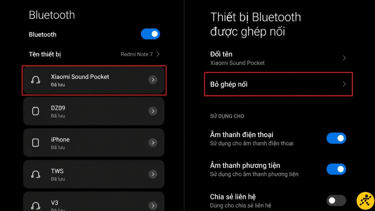 Bỏ ghép nối điện thoại với loa mini rồi kết nối lại từ đầu Bỏ ghép nối điện thoại với loa mini rồi kết nối lại từ đầu