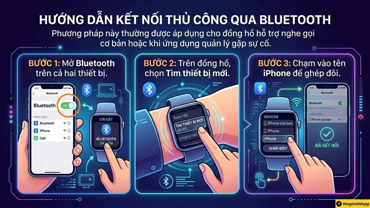 C&aacute;ch kết nối thủ c&ocirc;ng smartwatch với iPhone qua Bluetooth