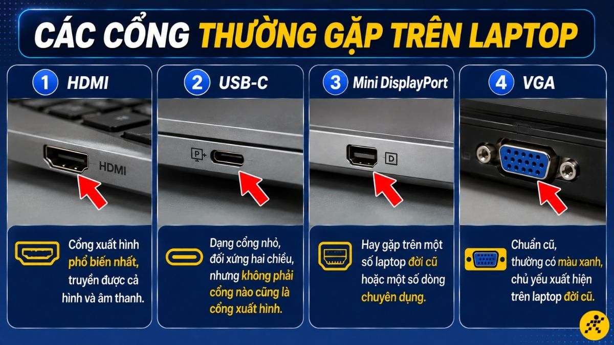 Các cổng thường gặp trên laptop Các cổng thường gặp trên laptop