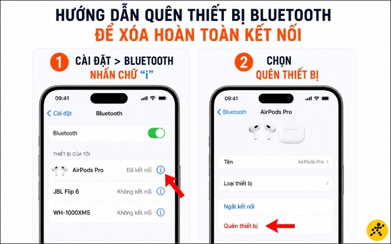Qu&ecirc;n tai nghe Bluetooth để x&oacute;a ho&agrave;n to&agrave;n kết nối