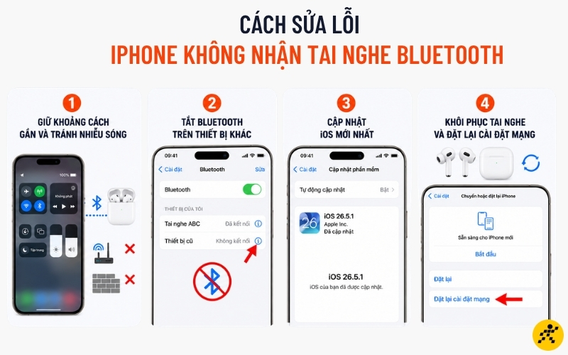 Sửa lỗi iPhone kh&ocirc;ng nhận tai nghe Bluetooth