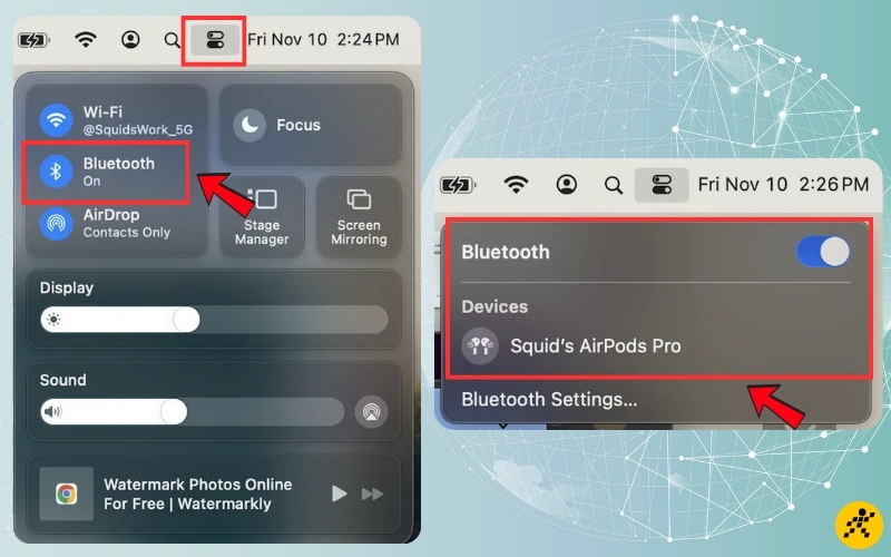 Kết nối với tai nghe thông qua màn hình chính của MacBook Kết nối với tai nghe thông qua màn hình chính của MacBook