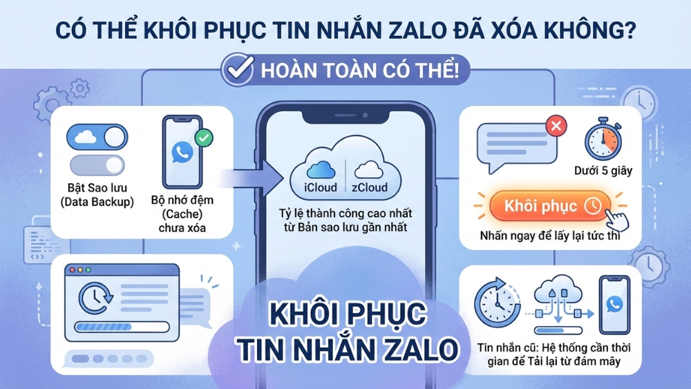 C&oacute; thể kh&ocirc;i phục tin nhắn Zalo đ&atilde; x&oacute;a từ l&acirc;u