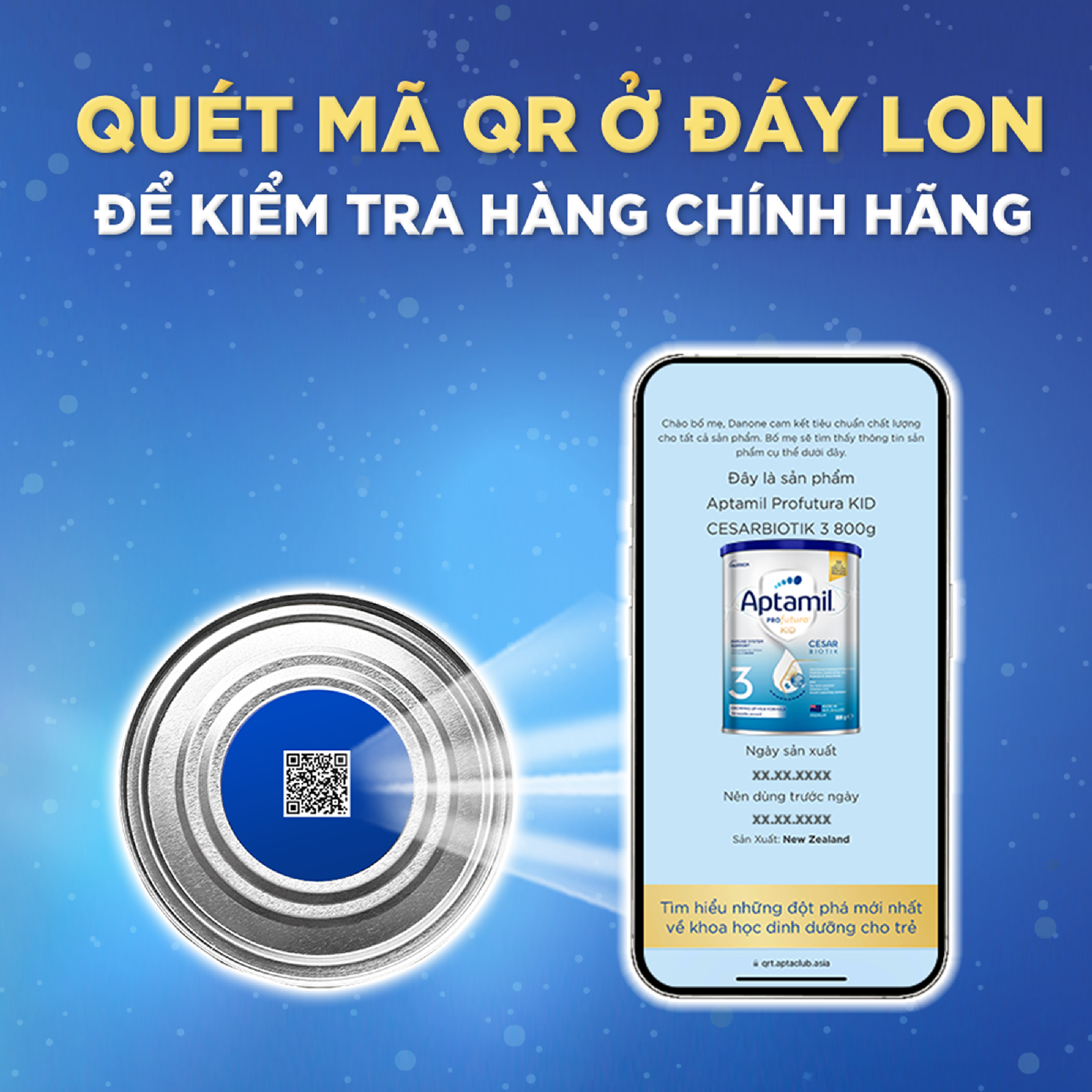 Dùng camera điện thoại để quét mã QR ở đáy lon